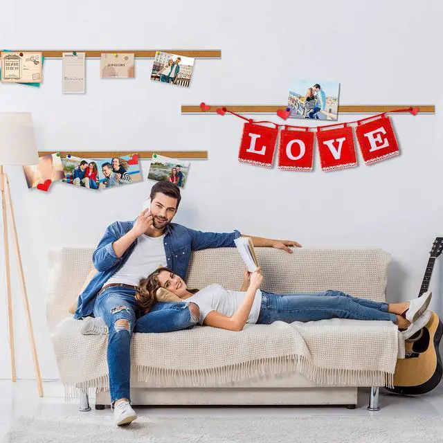 Alt view image 6 of 7 - 5 PCS 45.6 * 1.18 Inch Cork Board Strips for Walls Aluminum Trim Tack Bulletin Board Strips Cork Strips Bulletin Bar Strips with Accessories for Classroom Office Home Decor