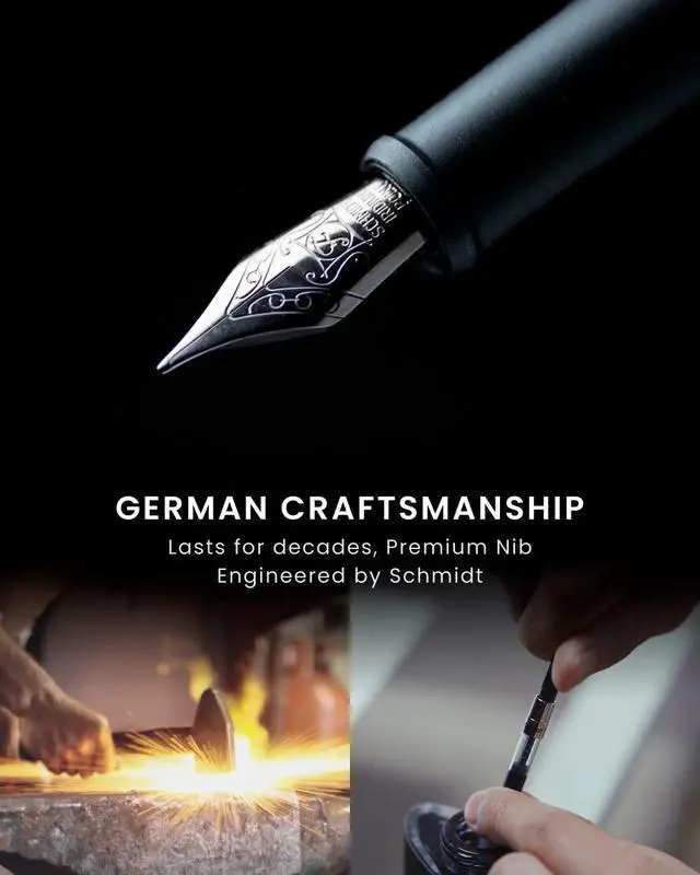 Alt view image 3 of 6 - Hoverpen Future - Luxury Fountain Pen, Schmidt Nib (Fine), Converter, Extra Refill, Futuristic Aesthetic, Aerospace Metal, Best Pen Gift Set for Men & Women (Mist Blue)