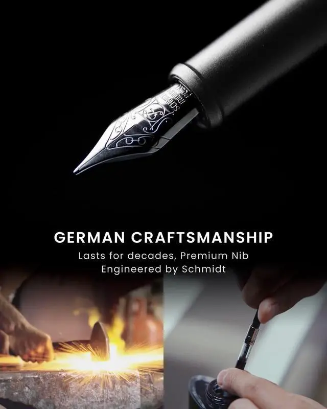 Alt view image 3 of 6 - Hoverpen Future - Luxury Fountain Pen, Schmidt Nib (Fine), Converter, Extra Refill, Futuristic Aesthetic, Aerospace Metal, Best Pen Gift Set for Men & Women (Frost Silver)