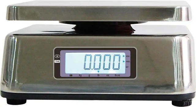Alt view image 3 of 4 - TVS Portion Control Stainless Steel Washdown Scale, Lb/Oz/Kg/g Switchable, Low Profile Design, 12lb Capacity, 0.002lb Readability, Dual Display, NTEP Legal for Trade, NSF Certified