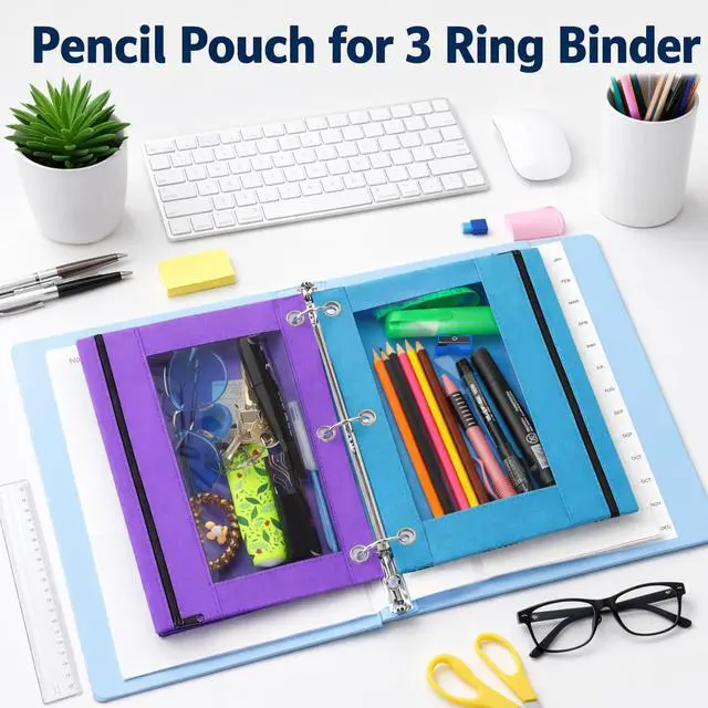Alt view image 5 of 7 - Pencil Pouch Bulk 144 Pack, Pencil Pouch for 3 Ring Binder, Pencil Bags | Binder Pencil Pouch, Zipper Pencil Pouch with Clear Window, 3 Hole Fabric Pencil Pouches Bulk for Classroom, School & Office