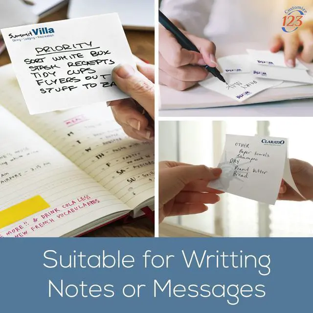 Alt view image 6 of 7 - Personalized Sticky Notes 4" x 3" with Text or Logo, Adhesive Notepad, 25 Sheets, Custom Note Pads, to Do List Memo Pads, for Office, School, Business Marketing or Party Supplies, 250 Qty