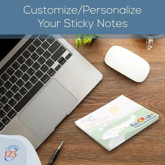 Alt view image 5 of 7 - Personalized Sticky Notes 4" x 3" with Text or Logo, Adhesive Notepad, 25 Sheets, Custom Note Pads, to Do List Memo Pads, for Office, School, Business Marketing or Party Supplies, 250 Qty