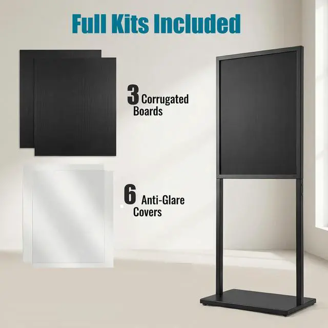 Alt view image 5 of 7 - Black 22×28inch Sign holder floor stand, heavy Duty Pedestal poster banner stand for display,22×28inch slide-in double sided poster sign holder floor standing for board Display (Black 3 Pack)