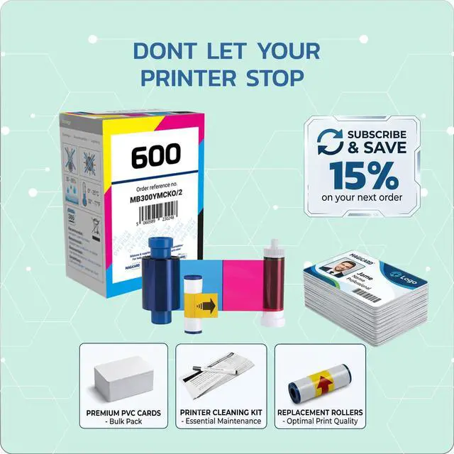 Alt view image 7 of 7 - 2 x Magicard 600 Printer MB300YMCKO Color Ribbon - YMCKO - 300 Prints Software Demo Card