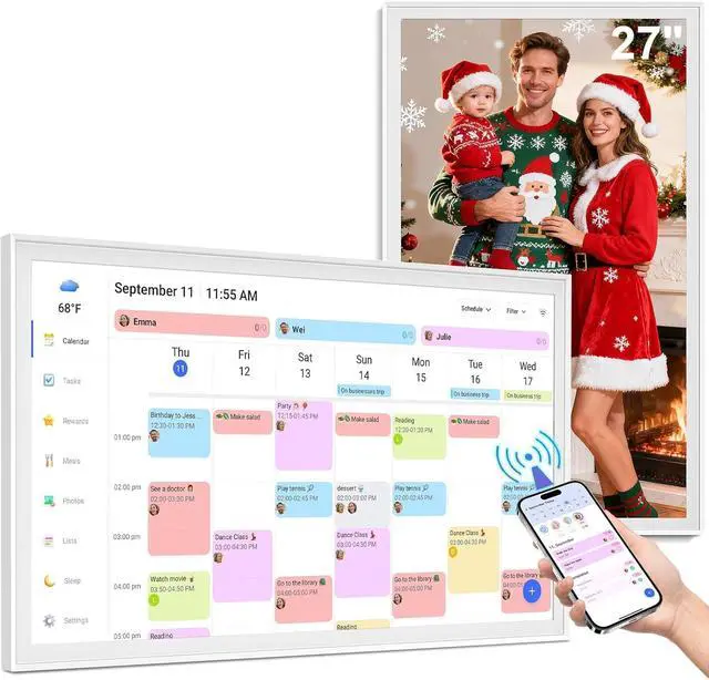 Alt view image 2 of 7 - Wall Planner Digital Calendar & Chore Chart, Smart Touchscreen Interactive Display for Family Schedules Wall Mount Included, Great for Organizing Your 2026 Calendar (21.5)