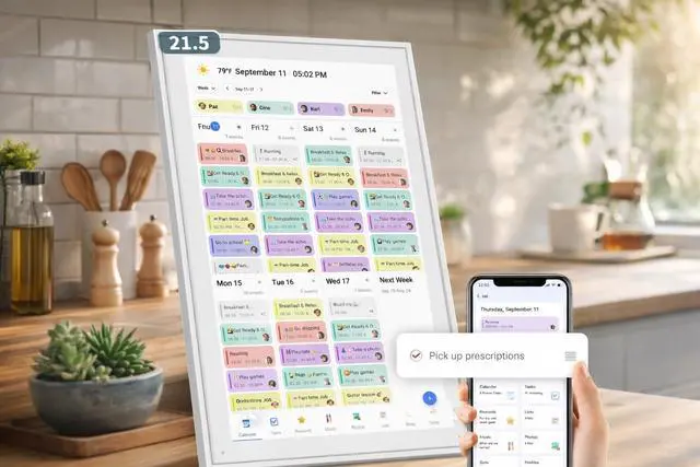 Alt view image 5 of 7 - Wall Planner Digital Calendar & Chore Chart, Smart Touchscreen Interactive Display for Family Schedules Wall Mount Included, Great for Organizing Your 2026 Calendar (21.5)