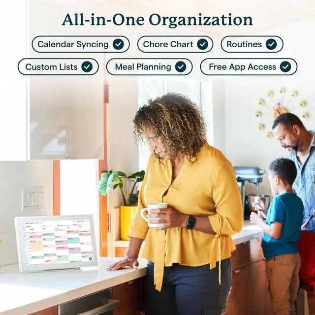 Alt view image 4 of 5 - Calendar: 15-inch Wall Planner Digital Calendar & Chore Chart, Smart Touchscreen Interactive Display for Family Schedules Wall Mount Included, Great for Organizing Your 2026 Calendar
