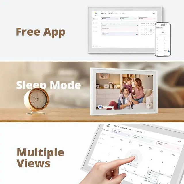 Alt view image 5 of 5 - Calendar: 15-inch Wall Planner Digital Calendar & Chore Chart, Smart Touchscreen Interactive Display for Family Schedules Wall Mount Included, Great for Organizing Your 2026 Calendar