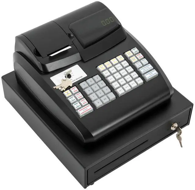 Main image of Cash Management System Electronic POS System Commercial Cash Register with Flat Keyboard&Thermal Printer,Multifunctional Cash Register 47 Keys LED for Retail/Restaurant (Black)