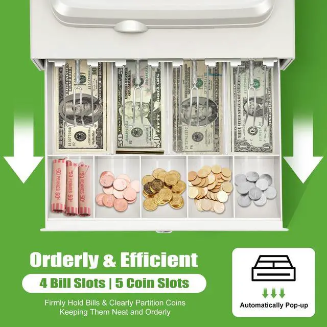 Alt view image 2 of 7 - Digital Cash Register, 110-240V 48 Keys Cash Box 8-Digit LED Screen Money Registers Cash Machine Cash Register Drawer with Multiple Payment Methods & Interfaces for Stores, Restaurants