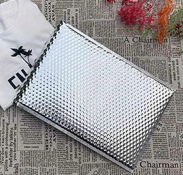 Main image of ProLine Glamour Metallic Silver Poly Bubble Mailers Envelopes Self Sealing Bags #000 4x8 Extra Wide (1000)