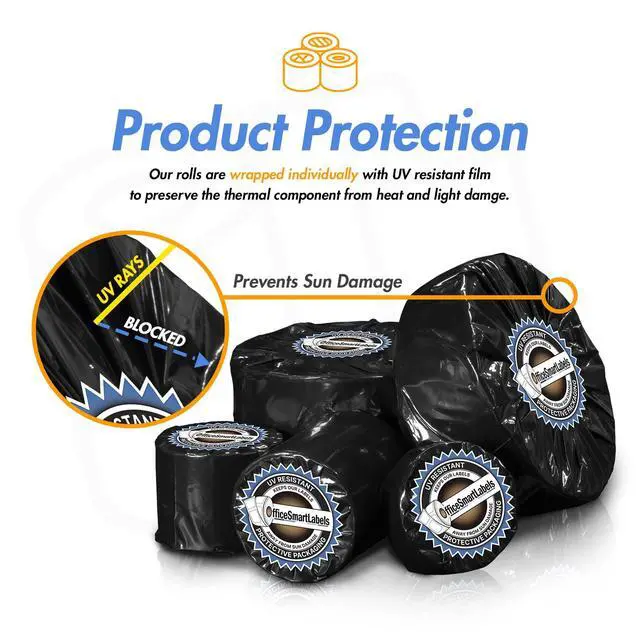 Alt view image 5 of 7 - 4" x 6" Removable Direct Thermal Labels - Compatible with Rollo & Zebra Desktop Printers and More 1 Core; Perforated, Water & Oil Resistant (10 Rolls, 2500 Labels)