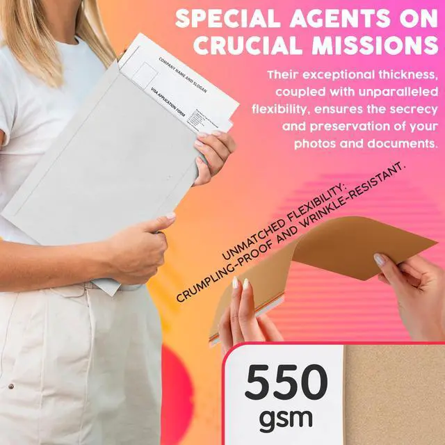 Alt view image 5 of 7 - Rigid Mailers with Self-Seal, White 12.5 x 9.5 Inches, 100 Pack, 550 GSM Thick Paperboard Envelopes for Documents, Photos, CDs