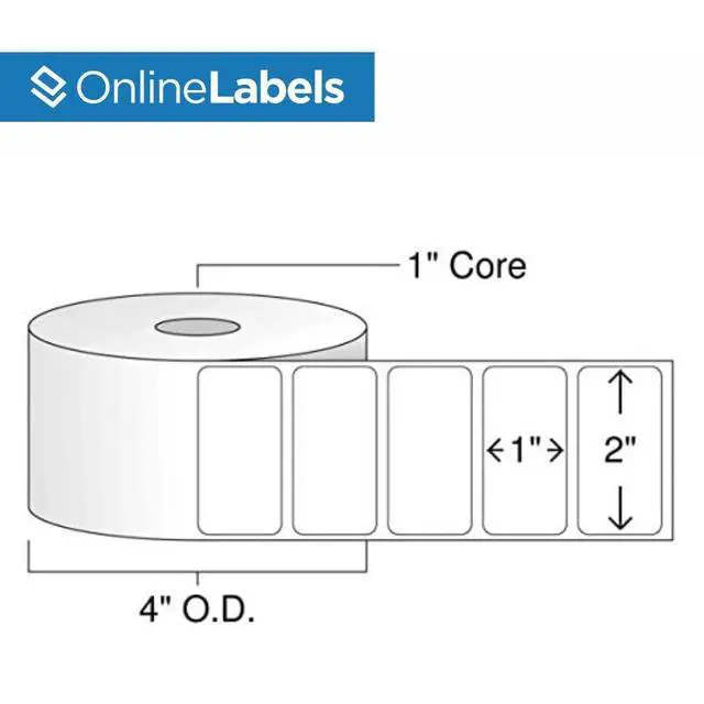 Alt view image 2 of 5 - 2 x 1 Labels for Direct Thermal Printers - 1,375 Per Roll, 24 Rolls Totaling 33,000 Labels - OnlineLabels