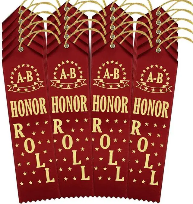 Main image of A-B Honor Roll Award Ribbons - 500 Red Ribbons with Card & String