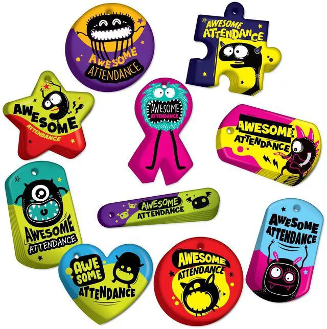 Main image of Brag Tags Fun Critters & Monsters Increase Student Attendance Incentives Value Pack: 500 Multicolor, Waterproof Teslin Brag Tags (50 Per Design)