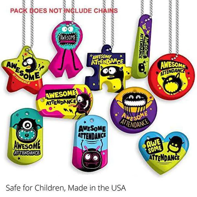 Alt view image 6 of 7 - Brag Tags Fun Critters & Monsters Increase Student Attendance Incentives Value Pack: 500 Multicolor, Waterproof Teslin Brag Tags (50 Per Design)