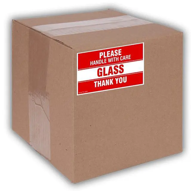 Alt view image 4 of 5 - 3" X 5" Please Handle with Care Glass Thank You Stickers for Shipping and Packing - 500 Adhesive Labels Per Roll (10 Pack)