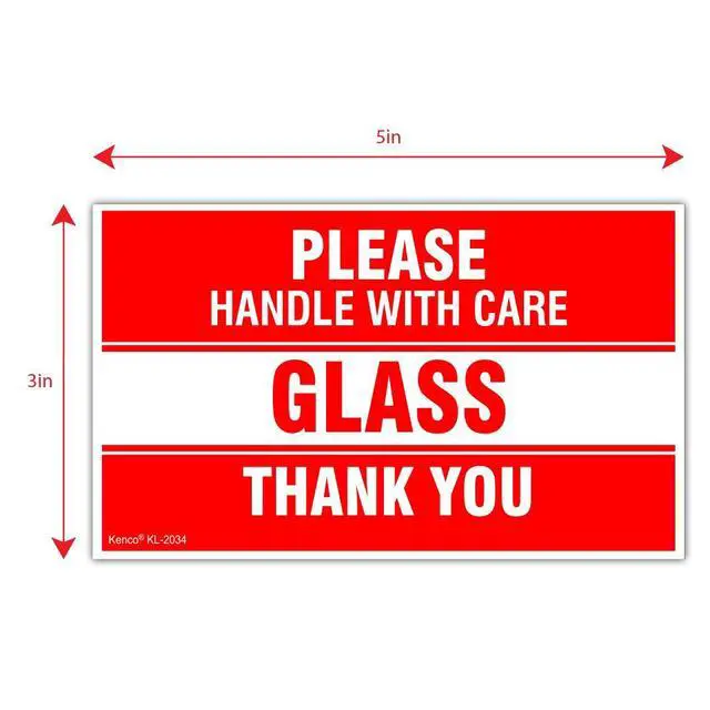 Alt view image 3 of 5 - 3" X 5" Please Handle with Care Glass Thank You Stickers for Shipping and Packing - 500 Adhesive Labels Per Roll (10 Pack)