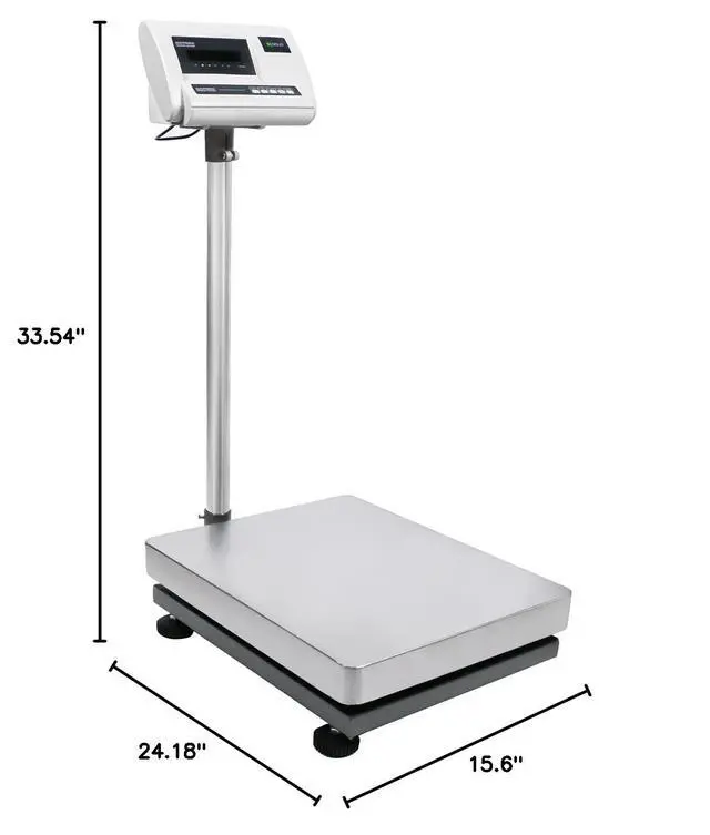 Alt view image 6 of 6 - 680 lb x 0.02 lb Digital Bench Scale, 304 Stainless Steel Postal Package Shipping Scale, 310 kg Capacity, 10 g Accuracy, 16 x 20 in Platform, Lb/Kg Conversion Supported