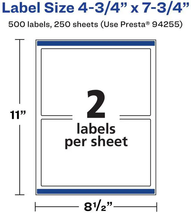 Alt view image 5 of 7 - Matte White Rectangle Labels, Sure Feed Technology, 4.75" x 7.75", 500 Matte White Printable Labels