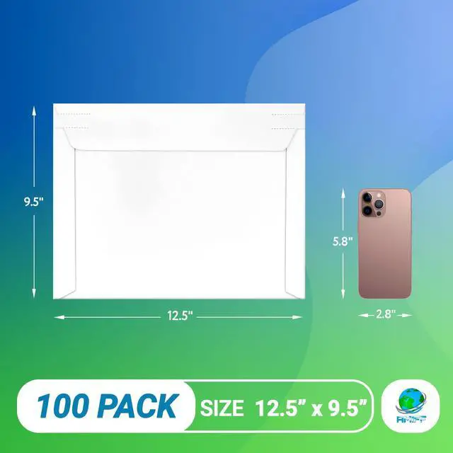 Alt view image 2 of 7 - Rigid Mailers with Self-Seal, White 12.5 x 9.5 Inches, 100 Pack, 550 GSM Thick Paperboard Envelopes for Documents, Photos, CDs