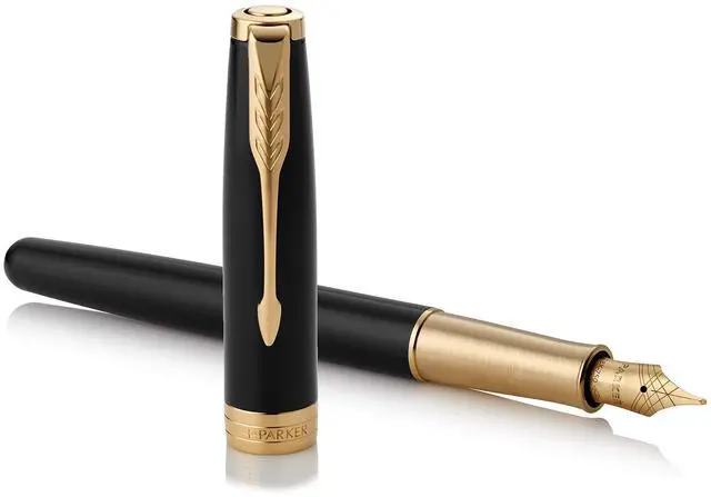 Main image of 1950550 Sonnet Rack Black GT Fountain Pen, Fine Point, 18K Gold Nib, Gift Box, Authentic Imported