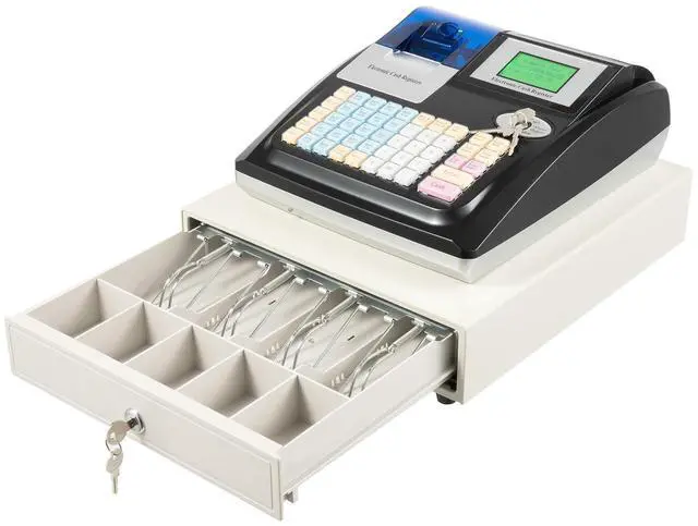Main image of Electronic Cash Register, 48 Keys 35W Cash Register for Small Businesses with with 2.4in/s Printing Speed Cash Management System for Restaurant Supermarket Retail 8-Digits LED Display Black