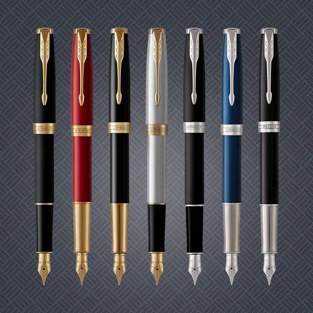 Alt view image 6 of 6 - 1950550 Sonnet Rack Black GT Fountain Pen, Fine Point, 18K Gold Nib, Gift Box, Authentic Imported