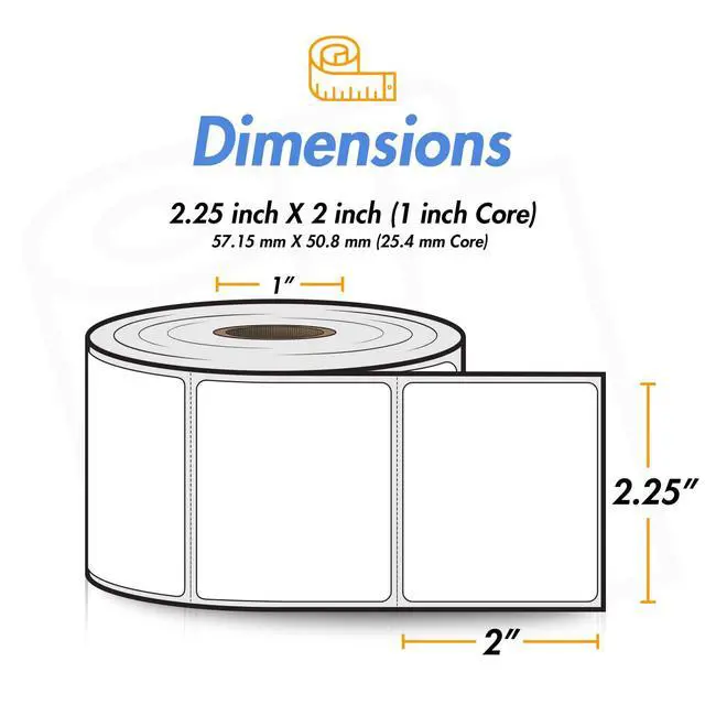 Alt view image 4 of 7 - 2.25" x 2" Direct Thermal Label, 1" Core, 50 Rolls | 700/Roll, Compatible with Rollo & Zebra Desktop Printers, UPC Barcode Shipping Postage SKU Sticker, Adhesive & Perforated