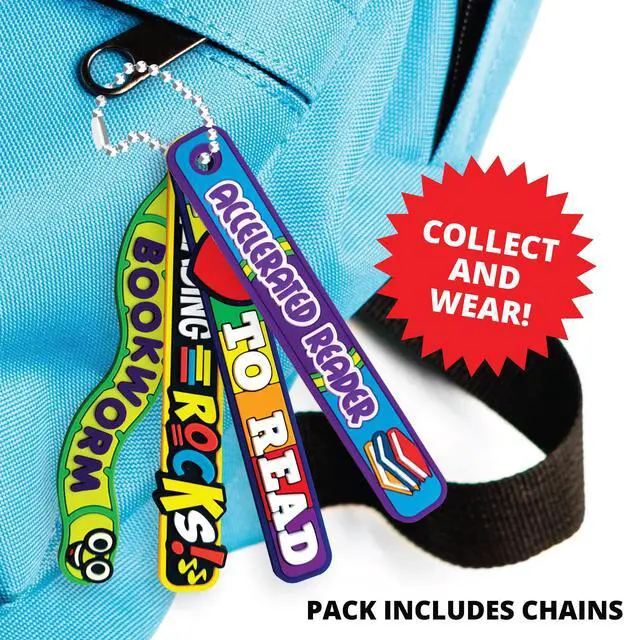 Alt view image 3 of 4 - Brag Sticks to Improve Reading Participation and Habits Value Pack: Wearable Incentives for Students and Kids: 240 Sticks (60 Sticks for Each Design) + 120 4" Chains