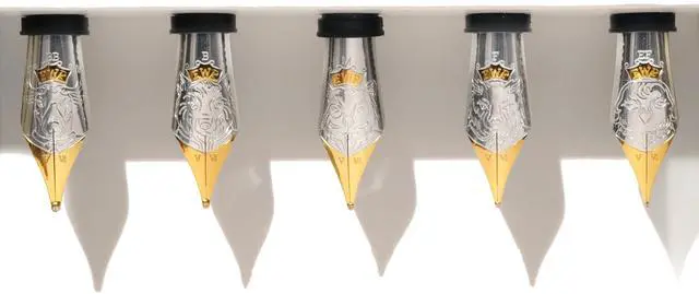 Alt view image 2 of 7 - The Adventurers Collection, Flight of 5 No.6 Nibs, No. 6 full-sized, compatible with all FWP Marquise and Joule Founatin Pen