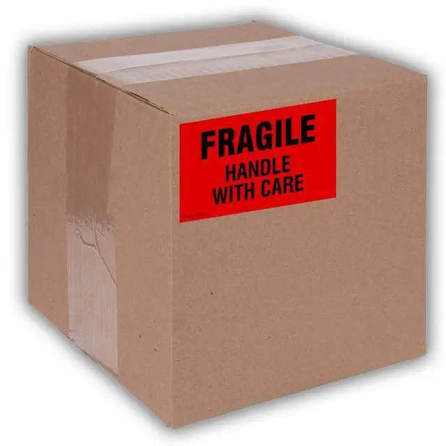 Alt view image 4 of 5 - 3" X 5" Fragile Handle with Care Fluorescent Shipping Label Stickers for Shipping and Packing -500 Labels Per Roll (10 Pack)
