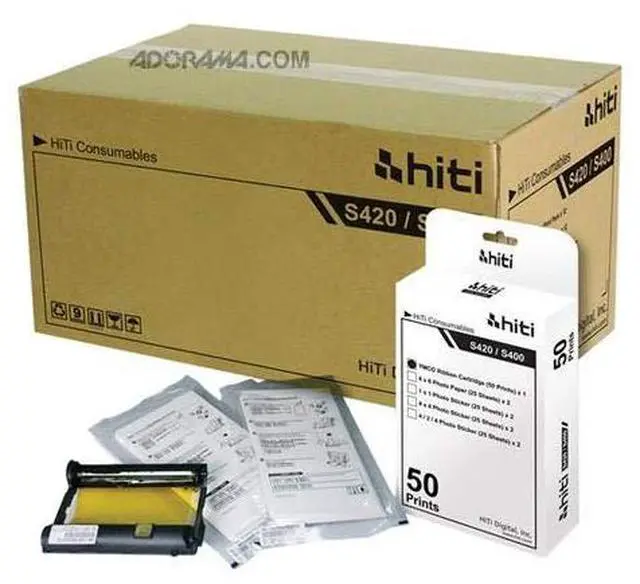 Main image of Digital Inc. 4x6" 50 Prints Photo Paper & Ribbon Pack for S400/420 Printer - Carton (12 Packs)