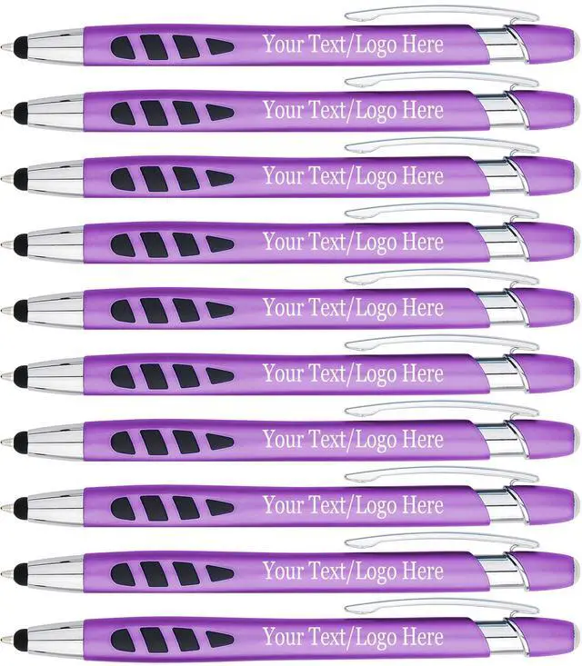 Main image of Personalized with Your Custom Logo or Text Pens-300 Pack Bulk-for Businesses, Parties, and Events, 2 in 1 Capacitive Stylus & Ballpoint Pen Compatible with Most Touchscreen Devices, Purple