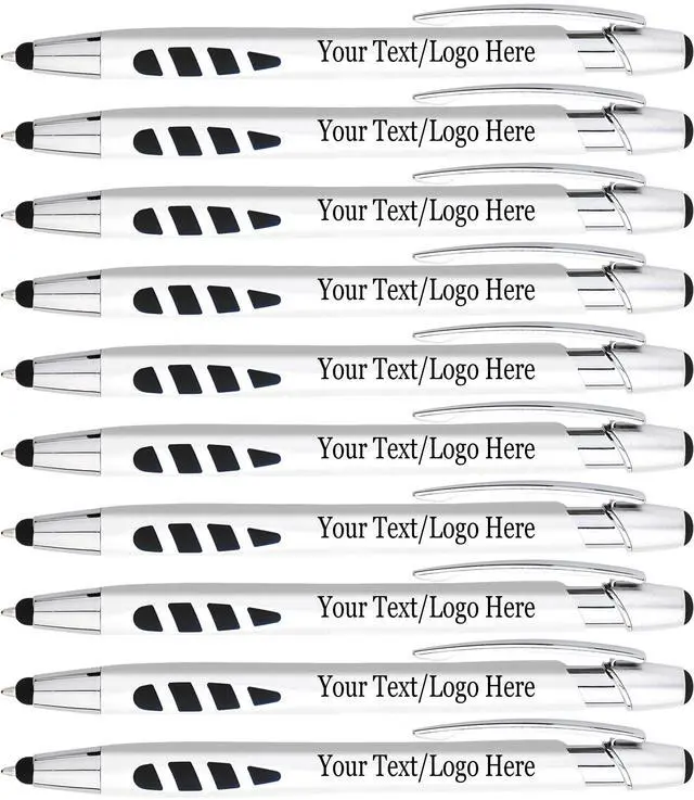 Main image of Personalized with Your Custom Logo or Text Pens-300 Pack Bulk-for Businesses, Parties, and Events, 2 in 1 Capacitive Stylus & Ballpoint Pen Compatible with Most Touchscreen Devices, Pearl White