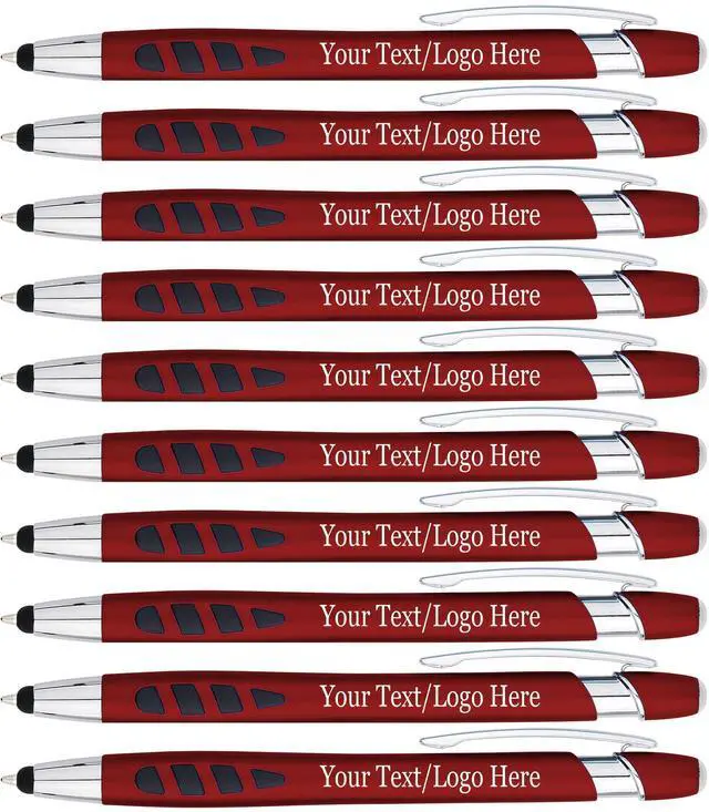 Main image of Personalized with Your Custom Logo or Text Pens-300 Pack Bulk-for Businesses, Parties, and Events, 2 in 1 Capacitive Stylus & Ballpoint Pen Compatible with Most Touchscreen Devices, Red