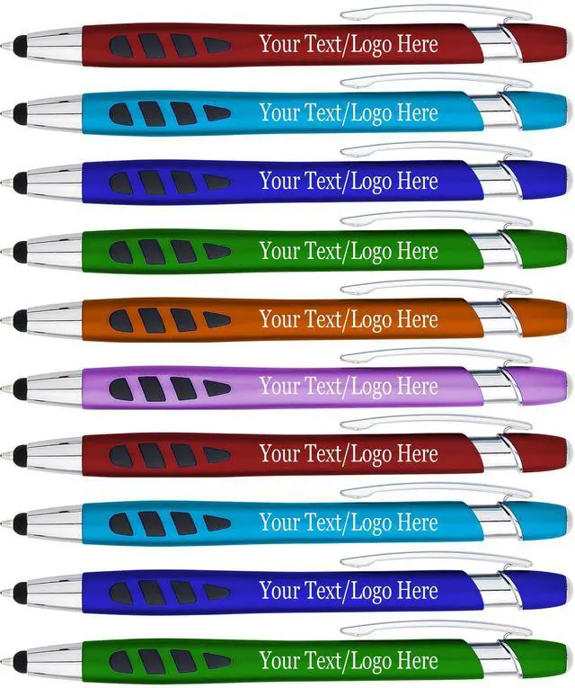 Main image of Personalized with Your Custom Logo or Text Pens-300 Pack Bulk-for Businesses, Parties, and Events, 2 in 1 Capacitive Stylus & Ballpoint Pen Compatible with Most Touchscreen Devices, Assorted