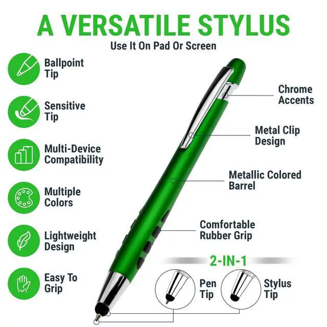 Alt view image 2 of 6 - Personalized with Your Custom Logo or Text Pens-300 Pack Bulk-for Businesses, Parties, and Events, 2 in 1 Capacitive Stylus & Ballpoint Pen Compatible with Most Touchscreen Devices, Pearl White