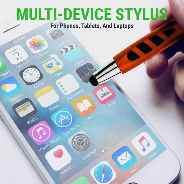 Alt view image 5 of 6 - Personalized with Your Custom Logo or Text Pens-300 Pack Bulk-for Businesses, Parties, and Events, 2 in 1 Capacitive Stylus & Ballpoint Pen Compatible with Most Touchscreen Devices, Pearl White