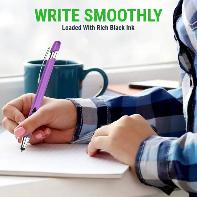 Alt view image 3 of 6 - Personalized with Your Custom Logo or Text Pens-300 Pack Bulk-for Businesses, Parties, and Events, 2 in 1 Capacitive Stylus & Ballpoint Pen Compatible with Most Touchscreen Devices, Pearl White
