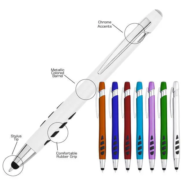 Alt view image 3 of 5 - Personalized with Your Custom Logo or Text Pens-300 Pack Bulk-for Businesses, Parties, and Events, 2 in 1 Capacitive Stylus & Ballpoint Pen Compatible with Most Touchscreen Devices, Purple