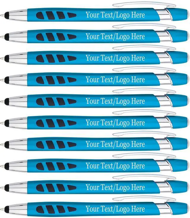 Main image of Personalized with Your Custom Logo or Text Pens-300 Pack Bulk-for Businesses, Parties, and Events, 2 in 1 Capacitive Stylus & Ballpoint Pen Compatible with Most Touchscreen Devices, L'Blue