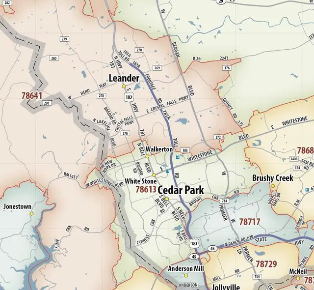 Alt view image 5 of 7 - Austin TX ZIP Code Laminated Map (47' wide x 42' tall)