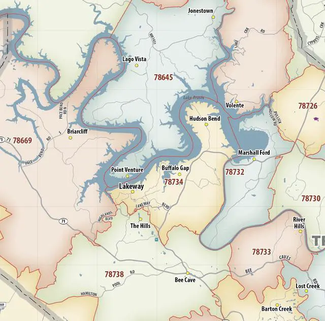 Alt view image 7 of 7 - Austin TX ZIP Code Laminated Map (47' wide x 42' tall)
