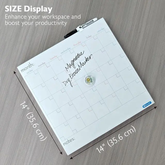 Alt view image 2 of 7 - Magnetic Dry Erase Calendar Tile, 14 x 14 in, 12-Case | magnetic dry erase calendar board, marker and magnet included
