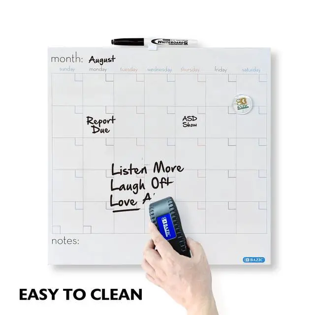 Alt view image 5 of 7 - Magnetic Dry Erase Calendar Tile, 14 x 14 in, 12-Case | magnetic dry erase calendar board, marker and magnet included