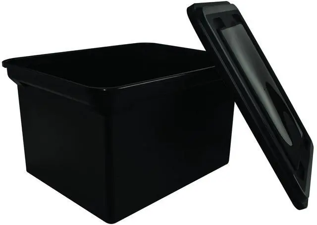 Main image of File Tote with Lid, 18 x 10.75 x 14 Inches, Black, Case of 8 (34052CT)