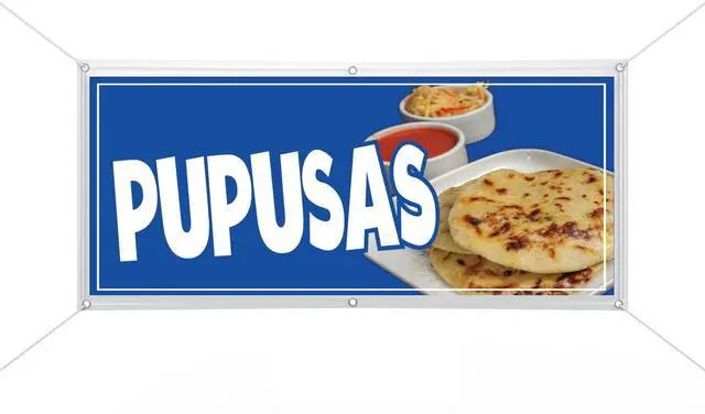 Main image of Pupusas Vinyl Banner advertising Sign Full color indoor outdoor Salvadorian Food (4' x 12')
